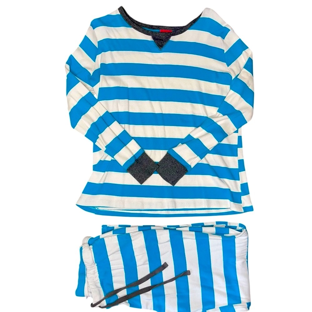 ~ WonderShop Striped Blue and White Pajamas 100% Cotton Size Medium